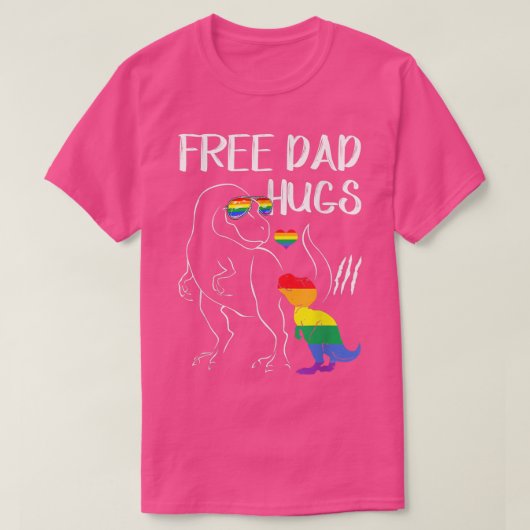 Mannen Vrij vader Hugs LGBT Pride Dad Dinosaur T R T-shirt (Design voorkant)