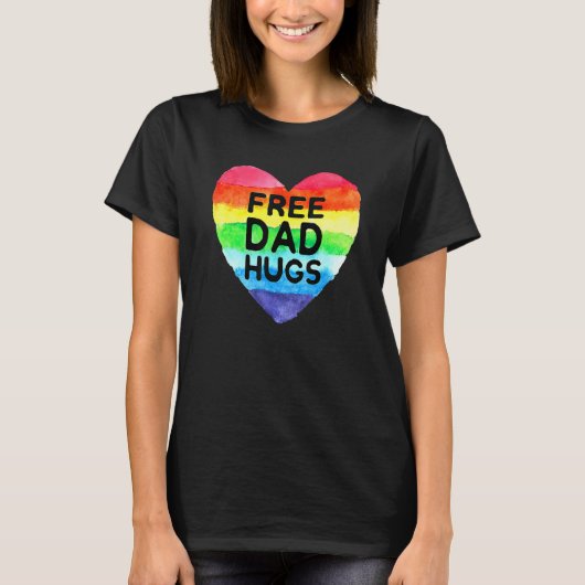 Mannen Vrij vader Hugs Rainbow Heart Flag Gay Lgbt T-shirt (Voorkant)