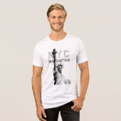 Mannen Vrijheidsbeeld NYC Manhattan White Tri-Blend Shirt (Voorkant volledig)