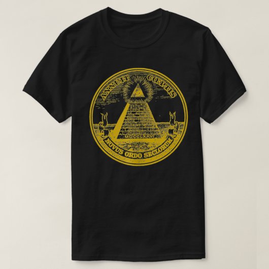 Mannen Vrijmetselaar Illuminati Alle Zien Ooggesch T-shirt (Design voorkant)