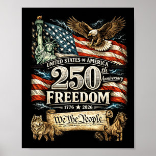 Mannen vrouwen 250 jaar vrijheid patriottische vla poster