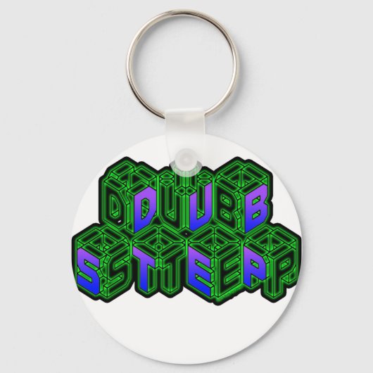 Mannen vrouwen 3D Neon Cubes logo DUBSTEP Sleutelhanger (Voorkant)