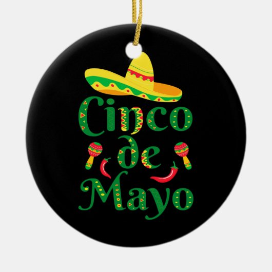 Mannen vrouwen Cinco de Mayo Sombrero Pet mexican Keramisch Ornament (Voorkant)