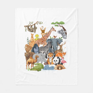 Mannen Vrouwen en Kinder Wildlife Zoo Day Party Sc Fleece Deken