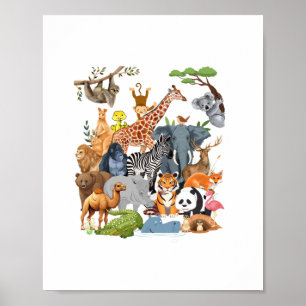Mannen Vrouwen en Kinder Wildlife Zoo Day Party Sc Poster