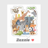 Mannen Vrouwen en Kinder Wildlife Zoo Day Party Sc Sticker (Vel)