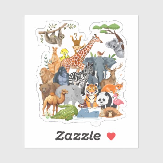 Mannen Vrouwen en Kinder Wildlife Zoo Day Party Sc Sticker (Vel)