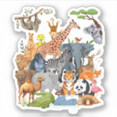 Mannen Vrouwen en Kinder Wildlife Zoo Day Party Sc Sticker (Voorkant)