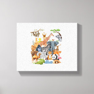 Mannen Vrouwen en Kinderen Wilde Dieren Dierendag Canvas Afdruk