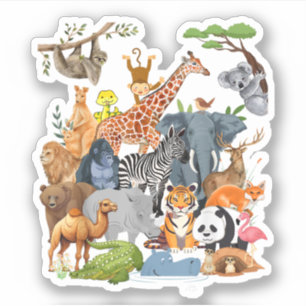 Mannen Vrouwen en Kinderen Wilde Dieren Dierendag Sticker