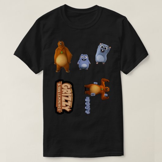 Mannen vrouwen Grizzy en Lemmings Funny Kinder Gif T-shirt (Design voorkant)