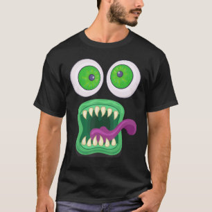 Mannen Vrouwen Grote Ogen Monster Gezicht Hallowee T-shirt