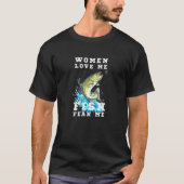 Mannen vrouwen houden van me Vissen vrezen me viss T-shirt (Voorkant)