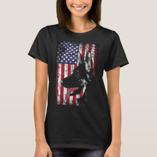Mannen vrouwen in Shepherd American Flag Dog T-shirt