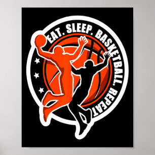Mannen vrouwen jongens meisjes eten slapen basketb poster