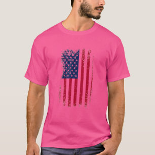 Mannen Vrouwen Kind Amerikaanse vlag op 4 juli Ver T-shirt