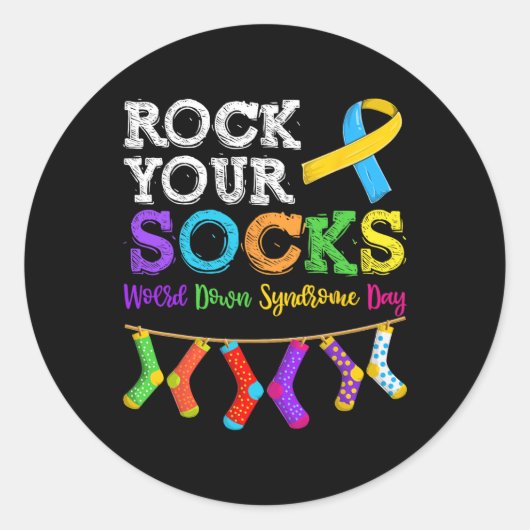 Mannen Vrouwen Kind Down Syndroombewustzijn Ronde Sticker (Voorkant)