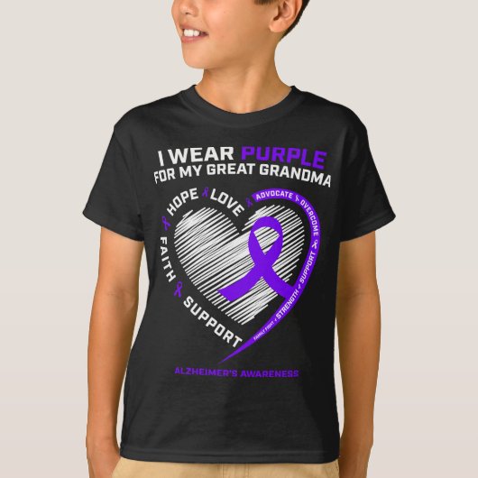 Mannen Vrouwen Paarse Grote Oma Alzheimers Awarene T-shirt (Voorkant)