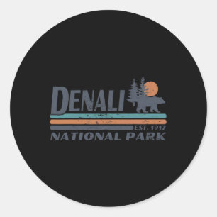 Mannen Vrouwen Retro Denali National Park Bergen W Ronde Sticker