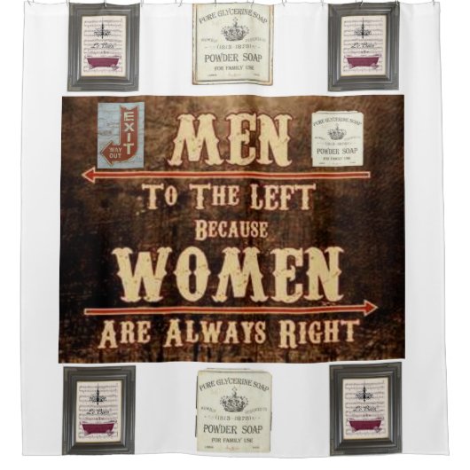 mannen vrouwen verlaten douche wit douchegordijn (Voorkant)