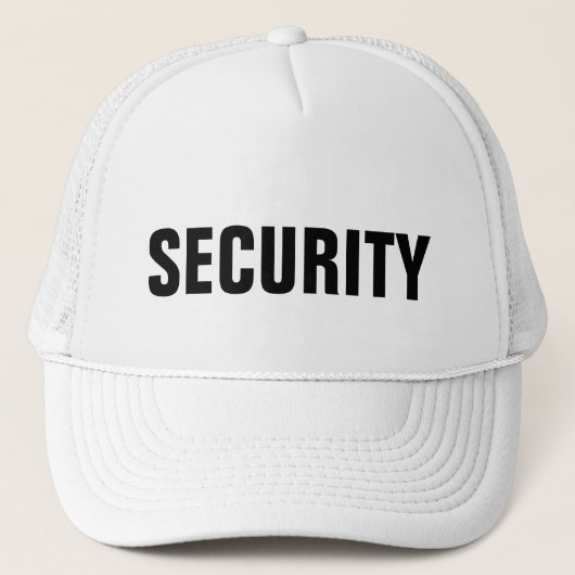 Mannen Vrouwen Zwart Wit Custom Text Security Unis Trucker Pet (Voorkant)