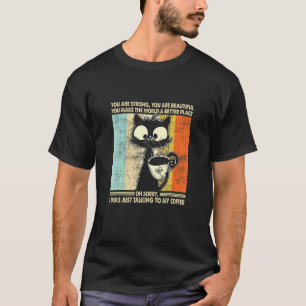 Mannen Vrouwen Zwarte Kat Koffie Vintage Halloween T-shirt