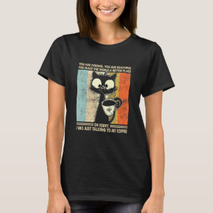 Mannen Vrouwen Zwarte Kat Koffie Vintage Halloween T-shirt