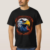 Mannen Waarde logo met Blue Hawk T-Shirt (Voorkant)
