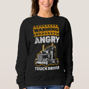 Mannen waarschuwing Angry Truck Driver Trailer Tru Trui