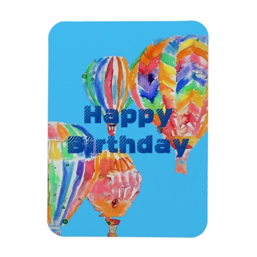 Mannen warme luchtballon Waterverf Birthday Magnet Magneet (Verticaal)