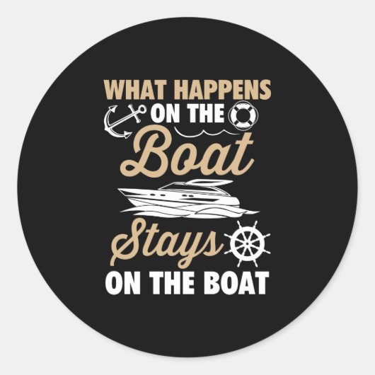 Mannen wat er op de boot gebeurt, blijft op de boo ronde sticker (Voorkant)