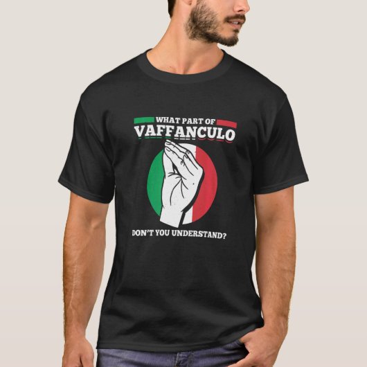 Mannen wat voor deel van Vaffanculo je niet begrij T-shirt (Voorkant)