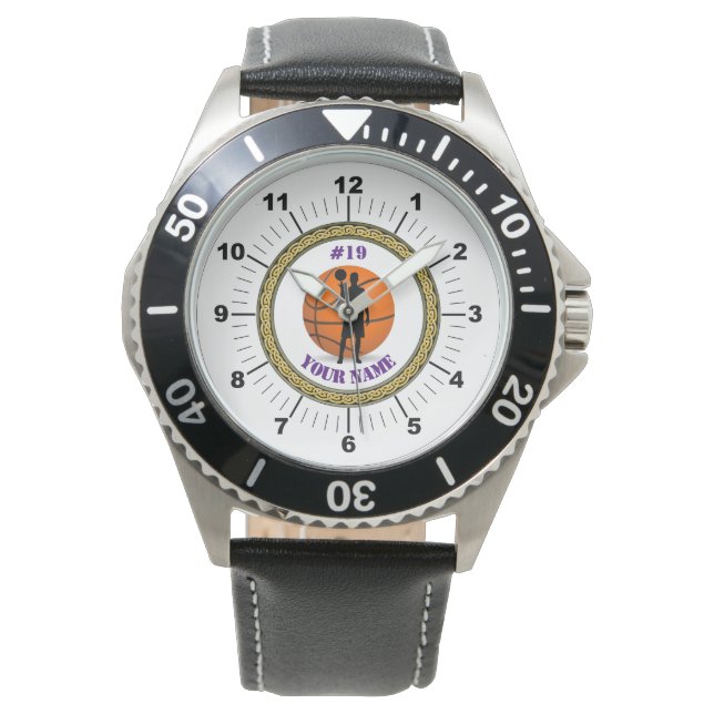 Mannen Watch Custom Basketball - Naam/Nummer toevo Horloge (Voorkant)