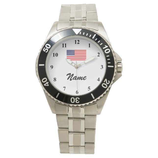 Mannen watches met aangepaste naam en Amerikaanse  Horloge (Voorkant)