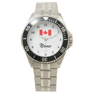 Mannen watches met aangepaste naam en Canadese vla Horloge
