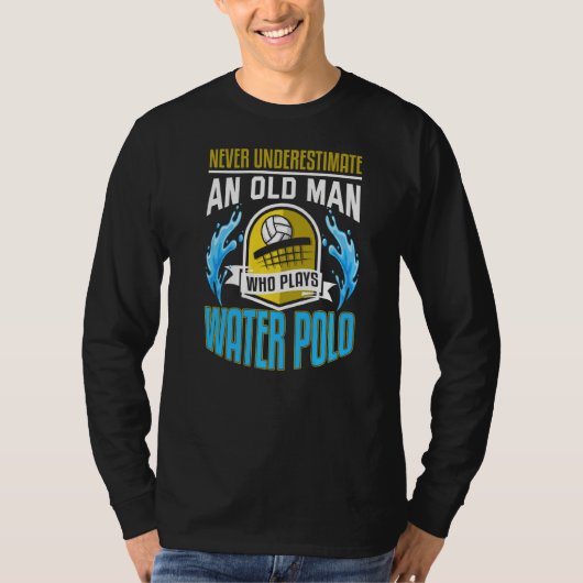 Mannen waterpooier oude Man opa water polospeler T-shirt (Voorkant)