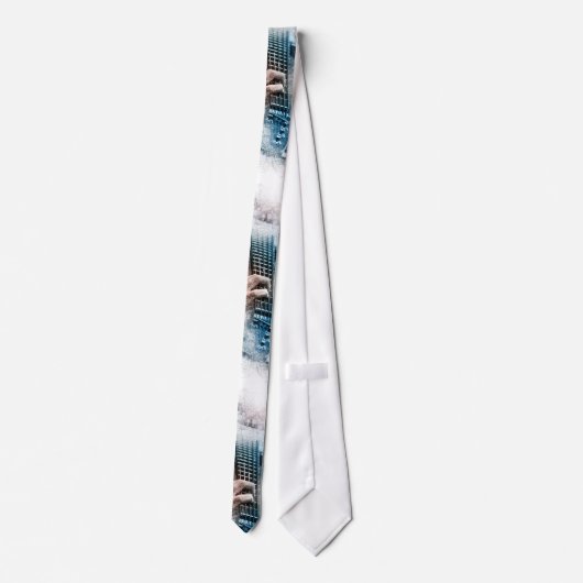 Mannen Waterverf Guitar Stropdas (Achterkant)