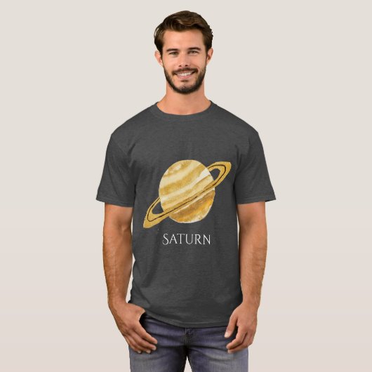Mannen Waterverf Saturn Planet T-shirt (Voorkant volledig)