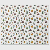 Mannen Waterverf Vist Gear Pattern Cadeaupapier (Vlak)