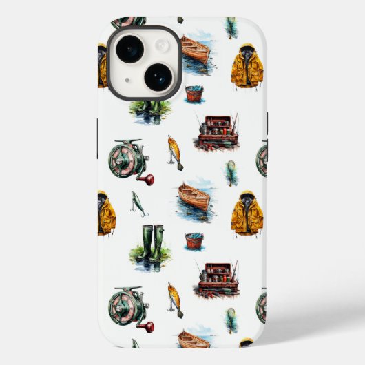 Mannen Waterverf Vist Gear Pattern Case-Mate iPhone Case (Achterkant)