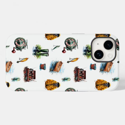 Mannen Waterverf Vist Gear Pattern Case-Mate iPhone Case (Achterkant (horizontaal))