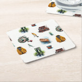 Mannen Waterverf Vist Gear Pattern Kartonnen Onderzetters (Schuin)