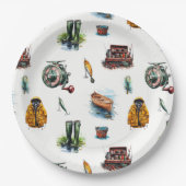 Mannen Waterverf Vist Gear Pattern Papieren Bordje (Voorkant)