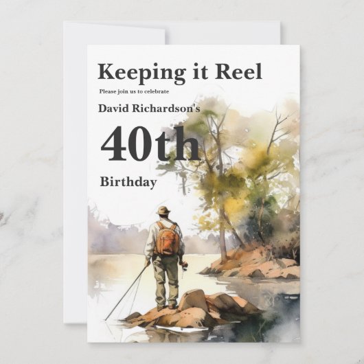 Mannen Waterverf Vist Verjaardagsfeest Kaart (Voorkant)