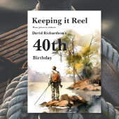 Mannen Waterverf Vist Verjaardagsfeest Kaart