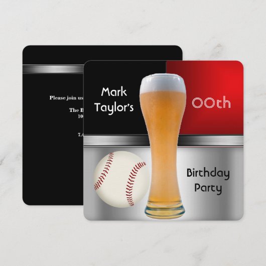 Mannen wedstrijd Rood bier Baseball Ball Age Birth Kaart (Voorkant / Achterkant)