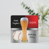Mannen wedstrijd Rood bier Baseball Ball Age Birth Kaart (Staand voorkant)