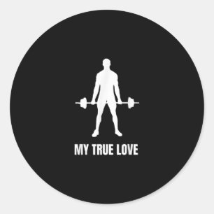 Mannen Weightlifter Barbell Training Outfit Ronde Sticker