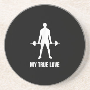 Mannen Weightlifter Barbell Training Outfit Zandsteen Onderzetter