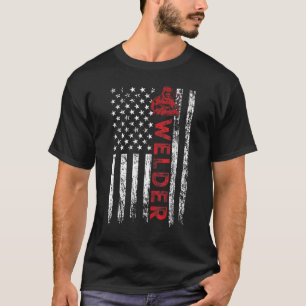 Mannen Welder American Amerikaanse Vlag Patriotic T-shirt